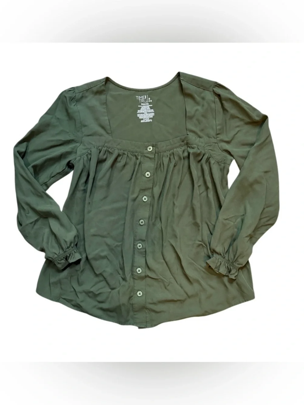 BUNDLE! Time and Tru Boho Peasant Square Neck Maternity‎ Blouse -Olive & Black-S